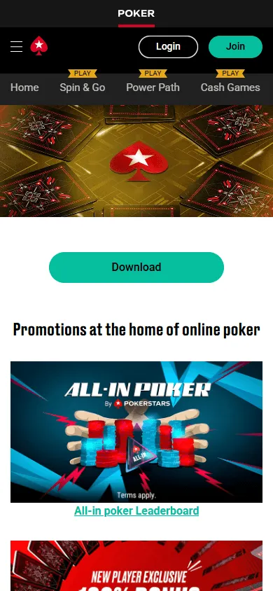 PokerStars Casino mobile promotions area with bonus and tournament offers